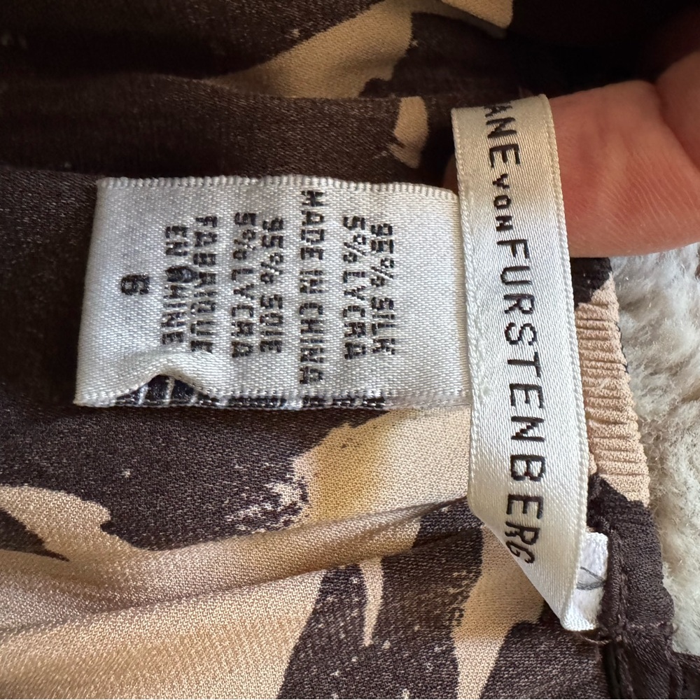 Diane Von Furstenberg Brown and Tan Silk Blend Dress